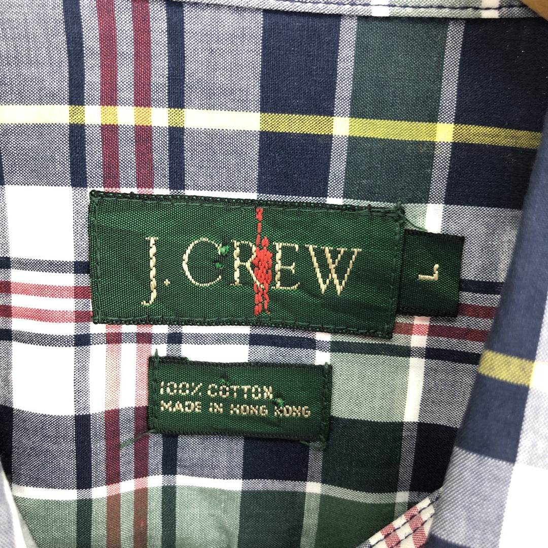 90'S J.Crew Tartan Check Short Sleeve Button Down Check Shirt Men's L Vintage /eaa443785