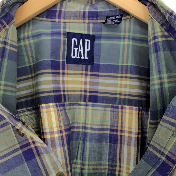 90'S GAP Old Gap Short Sleeve Button Down Check Shirt Men's XL Vintage /eaa443787