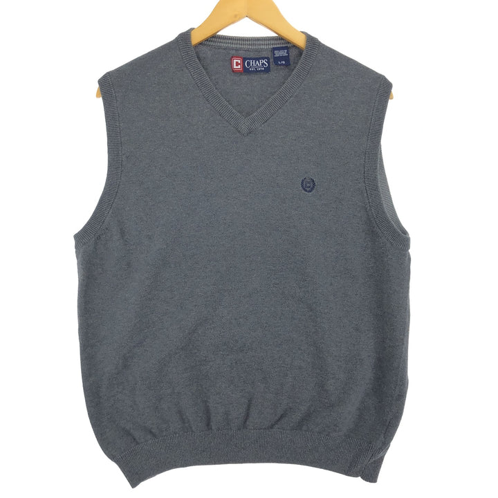 CHAPS V-neck cotton knit vest, men's L /eaa443869