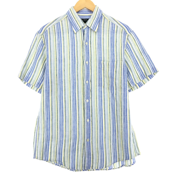 J.Crew Stripe Pattern Short Sleeve Linen Shirt Men's S /eaa443904