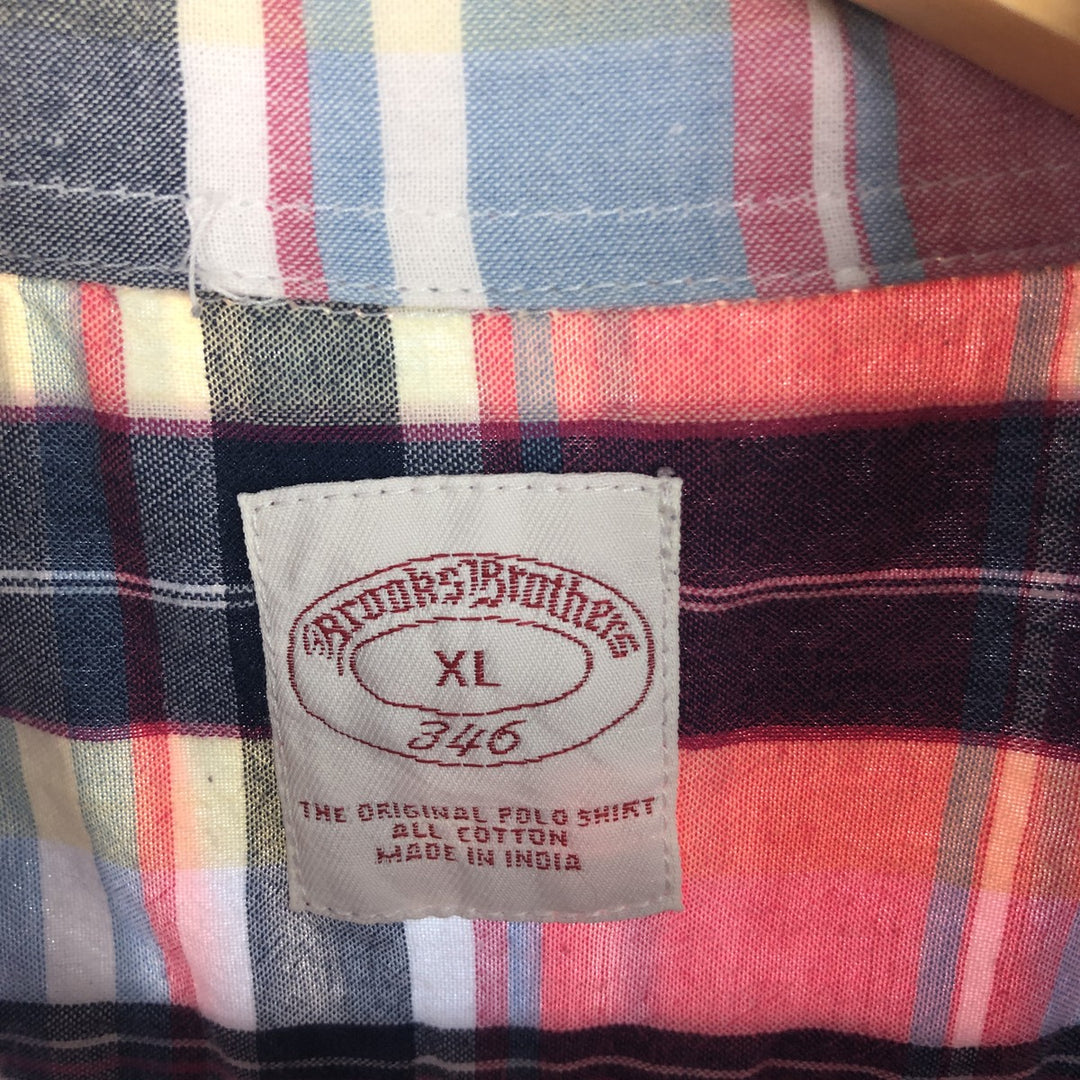 Brooks Brothers 346 short sleeve button down check shirt men's XL /eaa443942