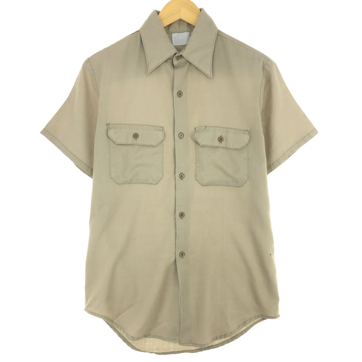 70'S BIG MAC Short Sleeve Work Shirt Men's Medium Vintage polyester Beige type Vintage Second Hand