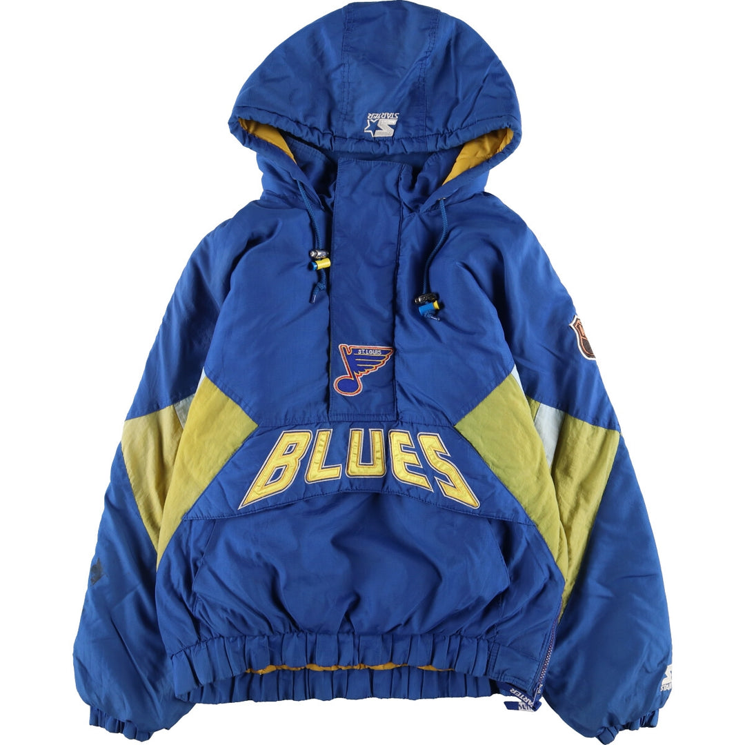 90'S Starter NHL St. Louis Blues Padded Anorak Parka Puffer Jacket Men's M size /eaa444557