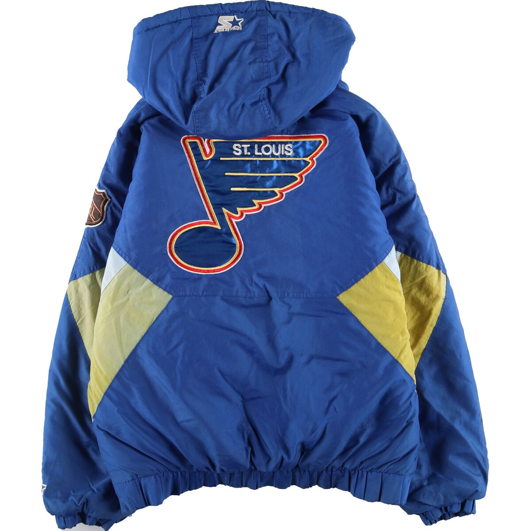 90'S Starter NHL St. Louis Blues Padded Anorak Parka Puffer Jacket Men's M size /eaa444557