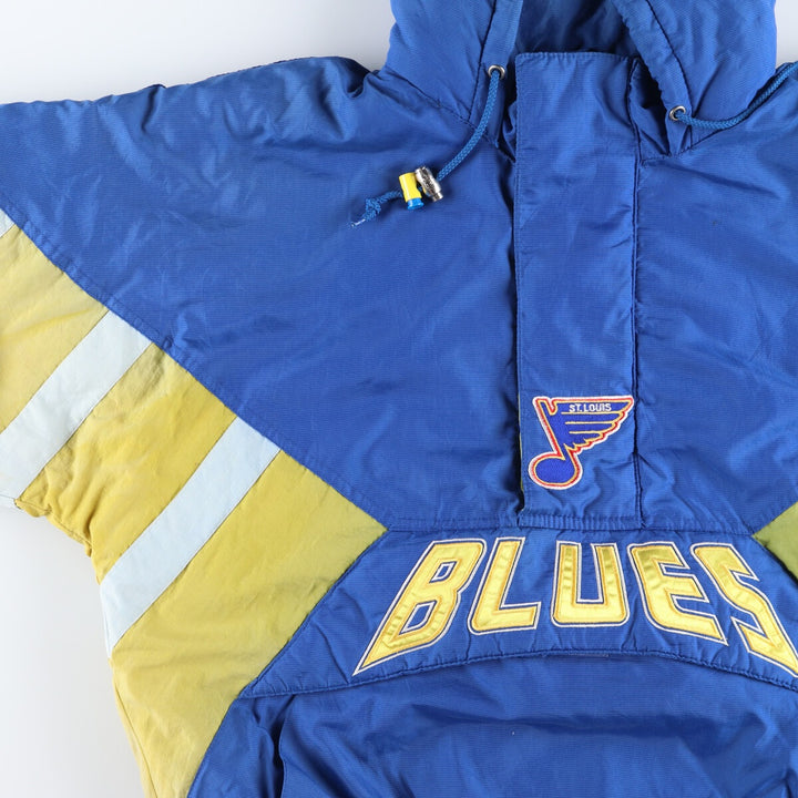 90'S Starter NHL St. Louis Blues Padded Anorak Parka Puffer Jacket Men's M size /eaa444557