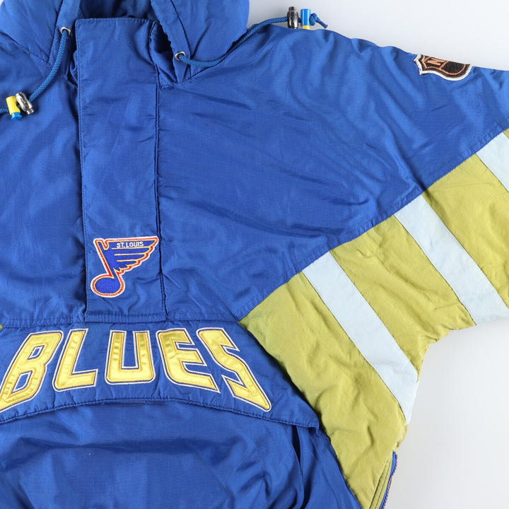 90'S Starter NHL St. Louis Blues Padded Anorak Parka Puffer Jacket Men's M size /eaa444557