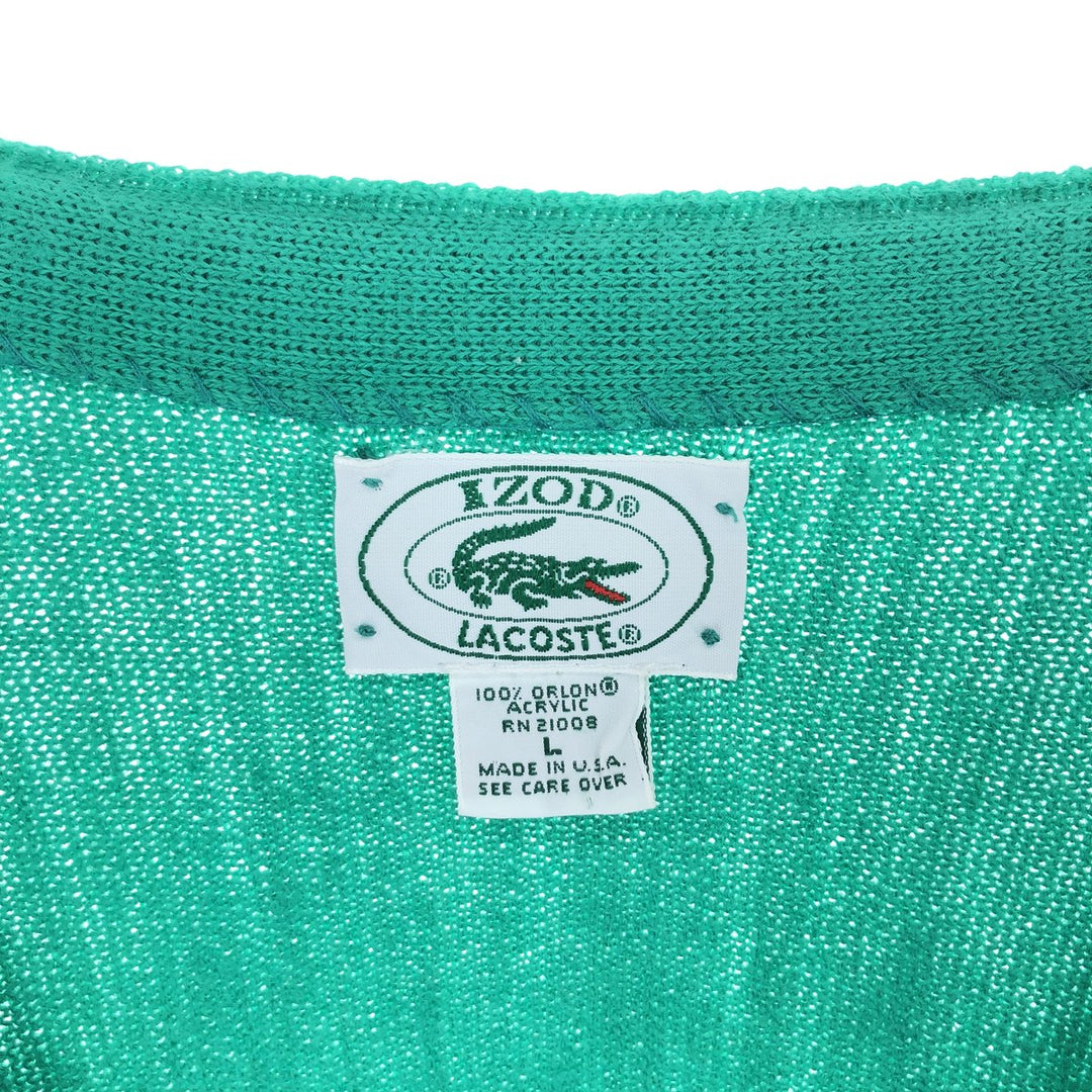 80s-90'S Lacoste IZOD Acrylic Knit Cardigan Made in USA Men's L Size Vintage /eaa444620