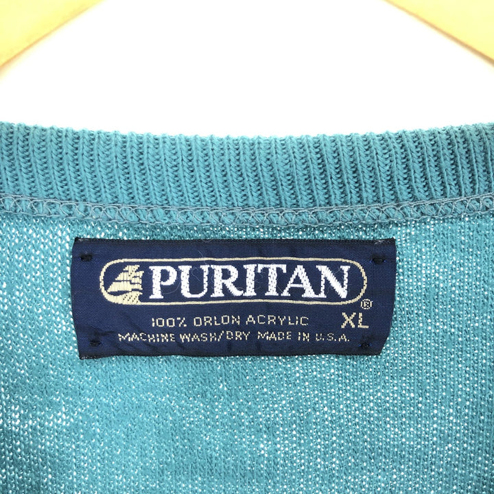 80'S PURITAN V-neck acrylic knit vest made in USA, men's XL, vintage /eaa444622