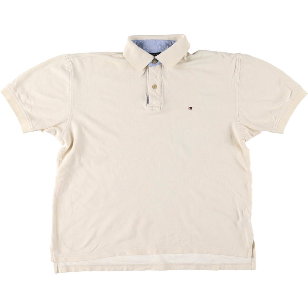 Tommy Hilfiger short sleeve polo shirt for men, size M cotton white type Vintage Second Hand