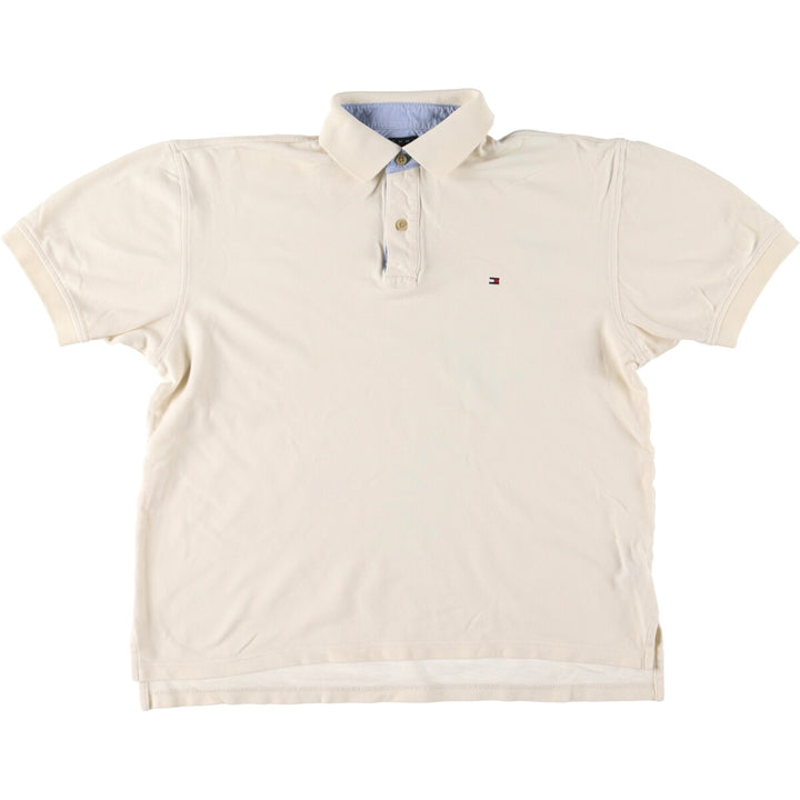Tommy Hilfiger short sleeve polo shirt for men, size M cotton white type Vintage Second Hand