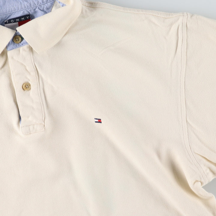 Tommy Hilfiger short sleeve polo shirt for men, size M cotton white type Vintage Second Hand