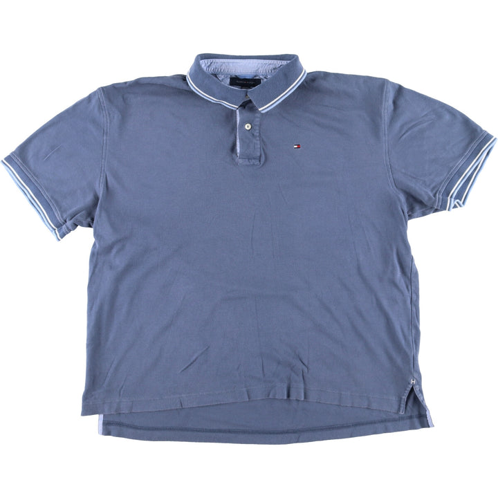 Tommy Hilfiger short sleeve polo shirt for men, XXL cotton navy blue type Vintage Second Hand
