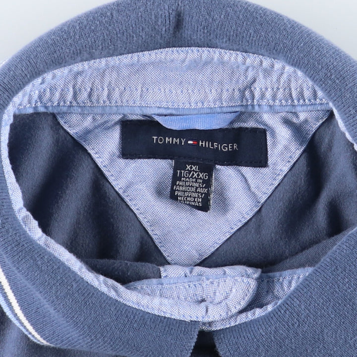 Tommy Hilfiger short sleeve polo shirt for men, XXL cotton navy blue type Vintage Second Hand