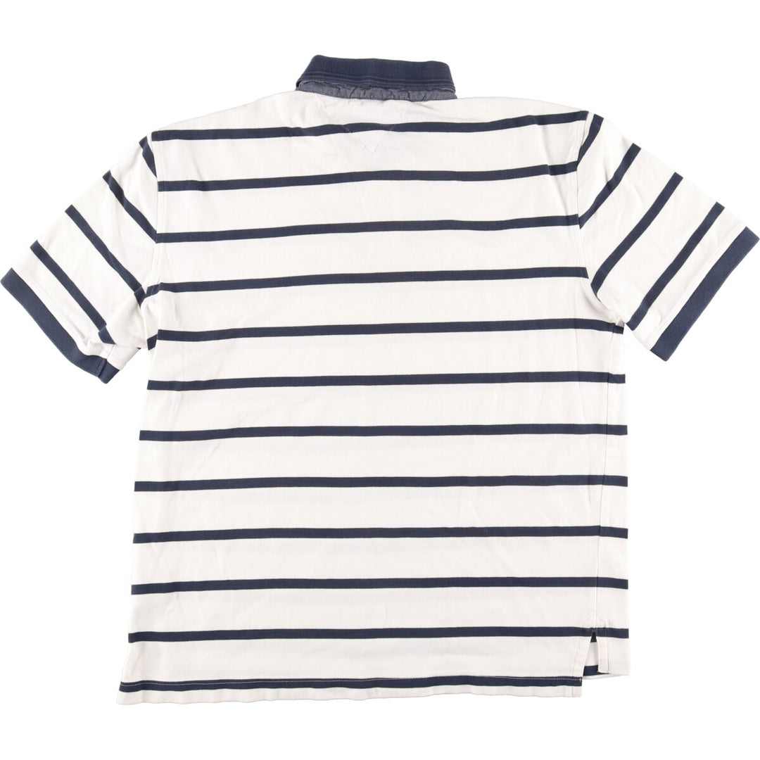 Tommy Hilfiger Short Sleeve Striped Polo Shirt Men's XL cotton white type Vintage Second Hand