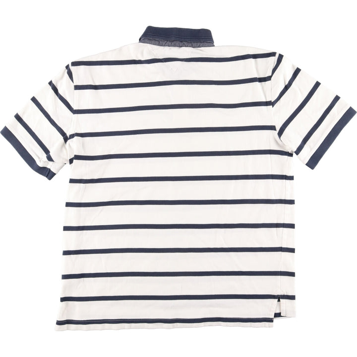 Tommy Hilfiger Short Sleeve Striped Polo Shirt Men's XL cotton white type Vintage Second Hand