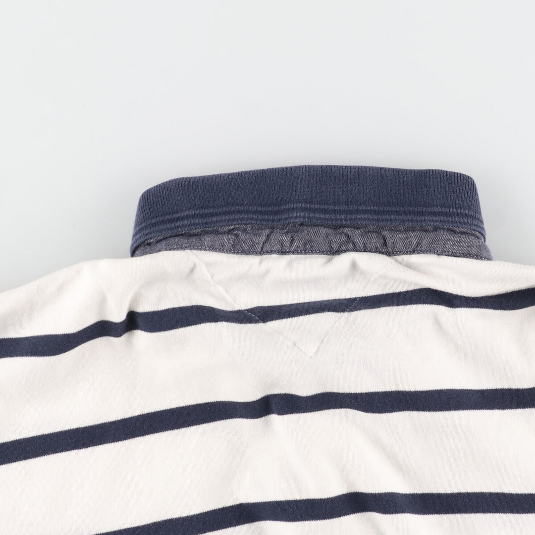 Tommy Hilfiger Short Sleeve Striped Polo Shirt Men's XL cotton white type Vintage Second Hand