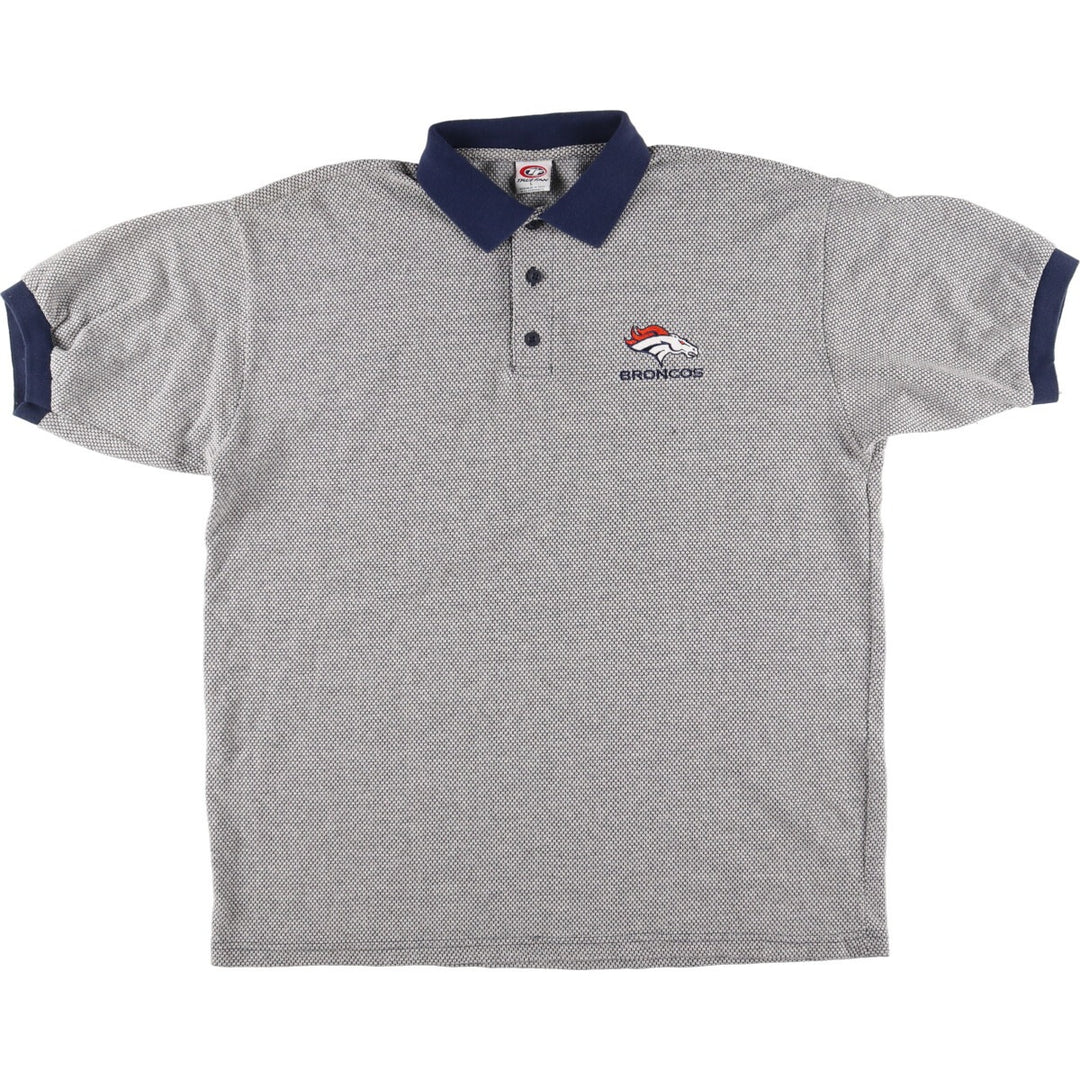 TRUE FAN Short Sleeve Polo Shirt Men's L cotton gray type Vintage Second Hand