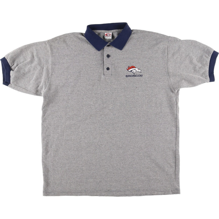 TRUE FAN Short Sleeve Polo Shirt Men's L cotton gray type Vintage Second Hand