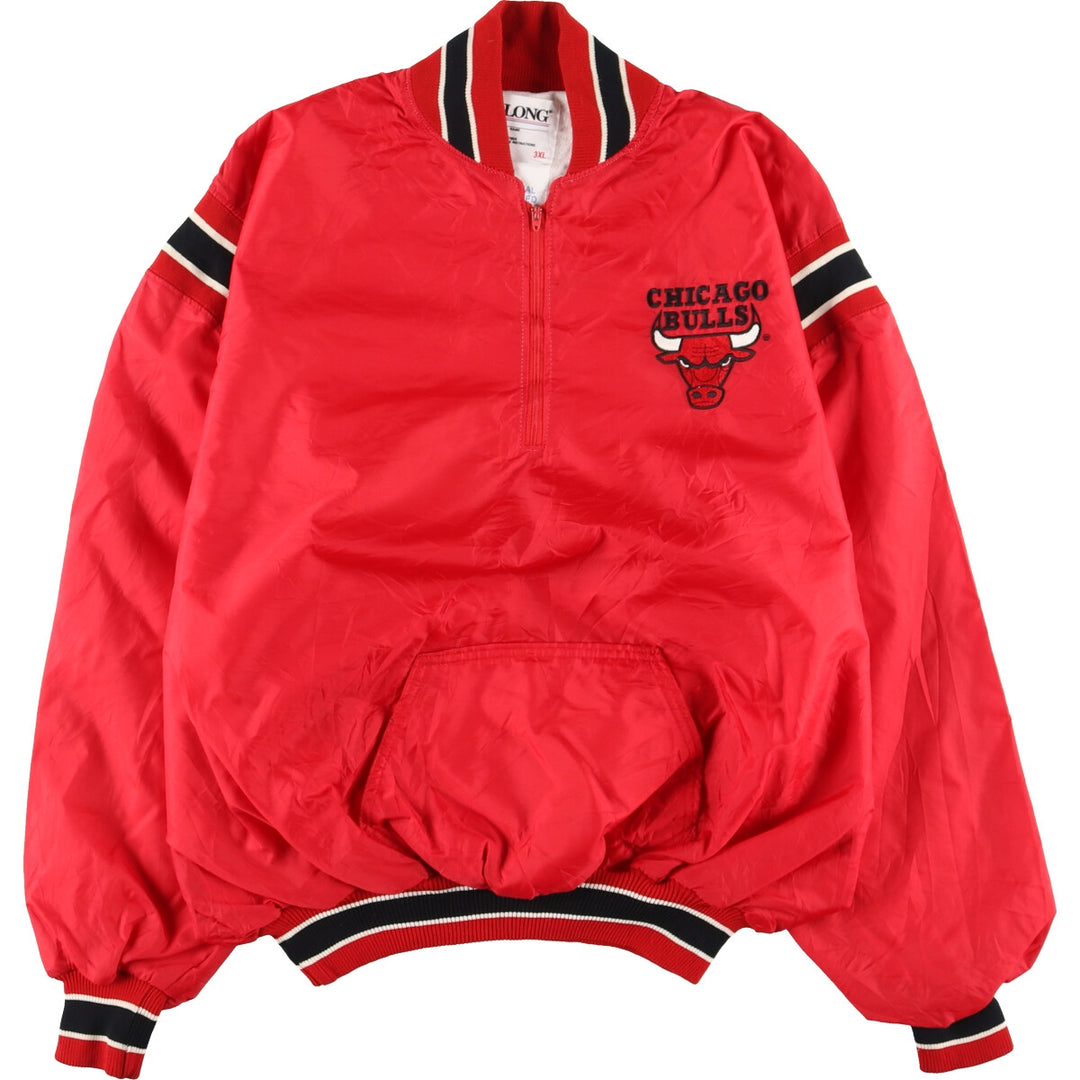 Big size 90'S DeLONG NBA Chicago Bulls half zip nylon pullover made in USA men's XXXL vintage /eaa444897