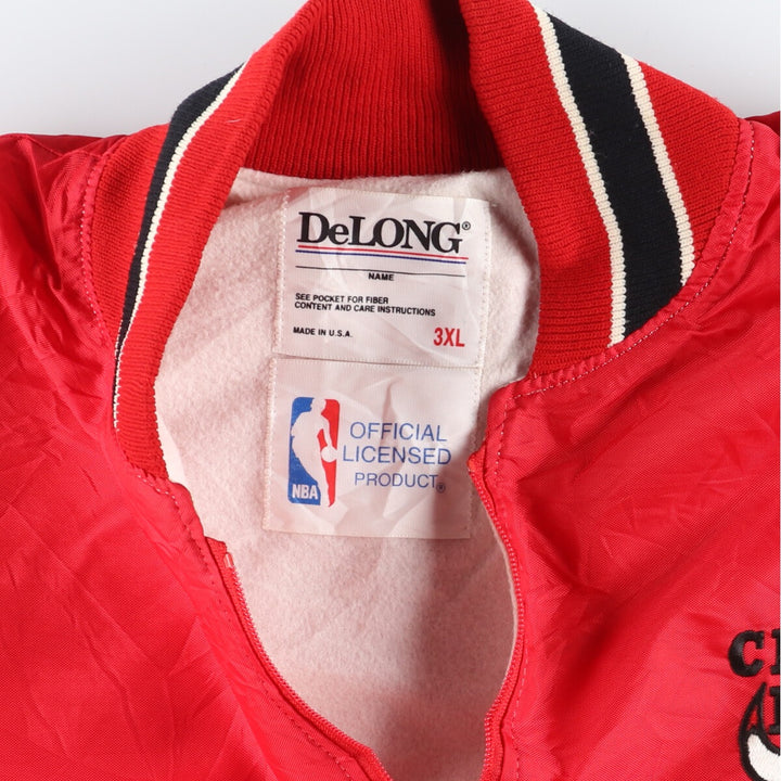 Big size 90'S DeLONG NBA Chicago Bulls half zip nylon pullover made in USA men's XXXL vintage /eaa444897