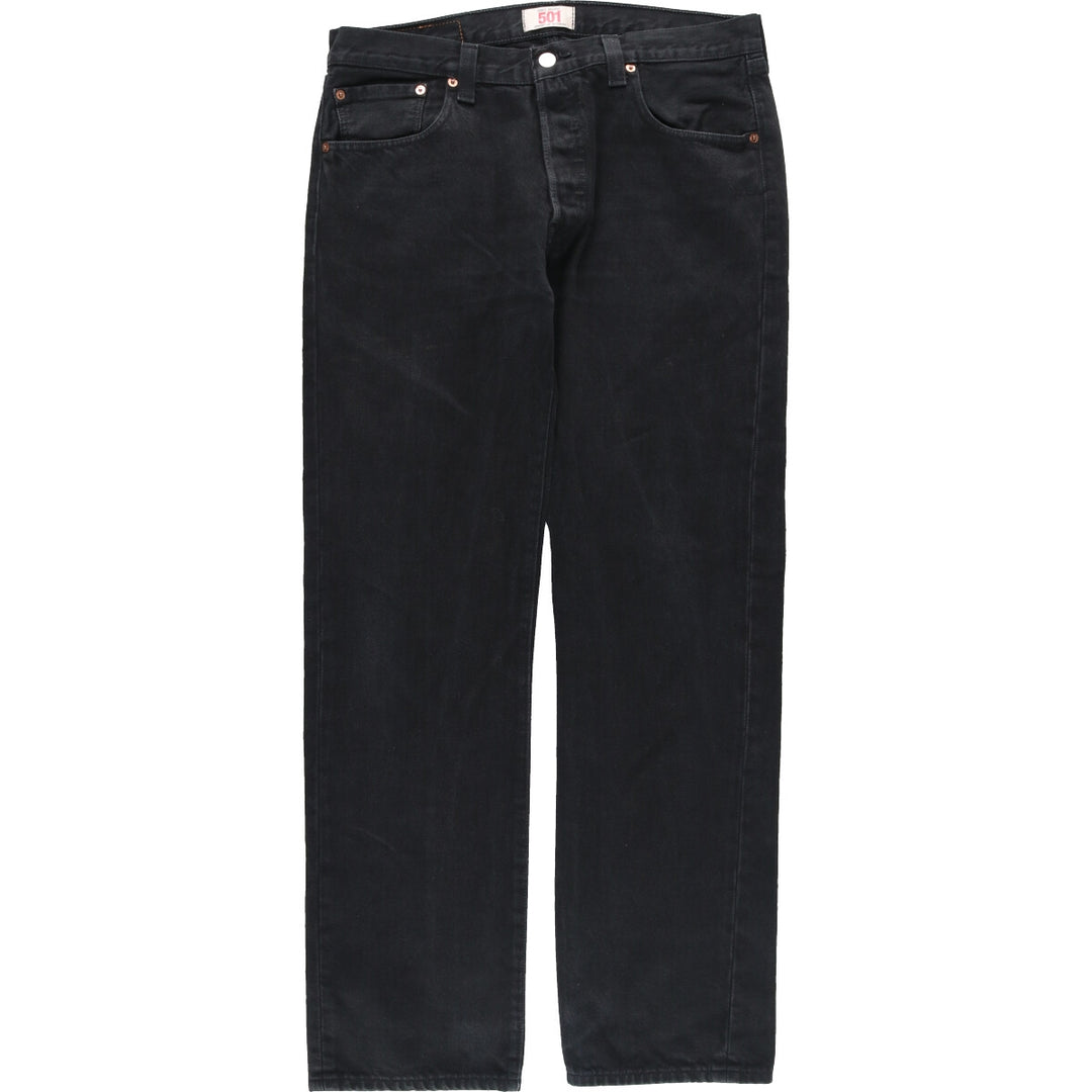 Levi's Levi's 501 STRAIGHT LEG BUTTON-FLY dyed black denim straight denim pants men's w35 /eaa444963