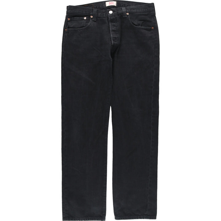 Levi's Levi's 501 STRAIGHT LEG BUTTON-FLY dyed black denim straight denim pants men's w35 /eaa444963