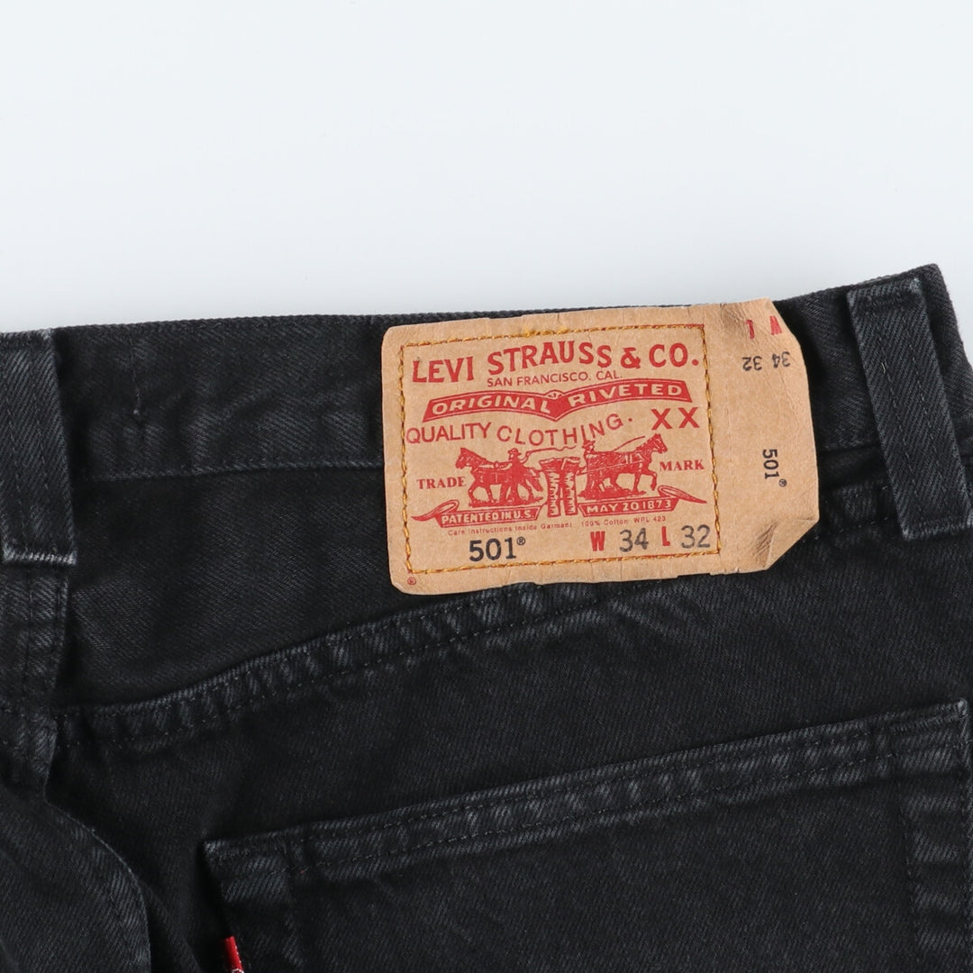 Levi's Levi's 501 STRAIGHT LEG BUTTON-FLY dyed black denim straight denim pants men's w35 /eaa444963