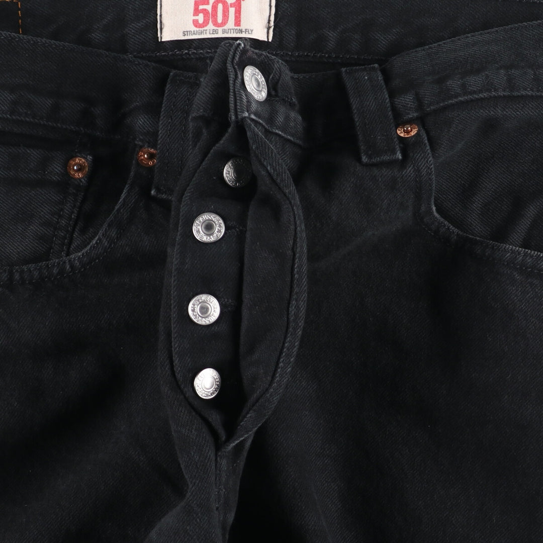 Levi's Levi's 501 STRAIGHT LEG BUTTON-FLY dyed black denim straight denim pants men's w35 /eaa444963