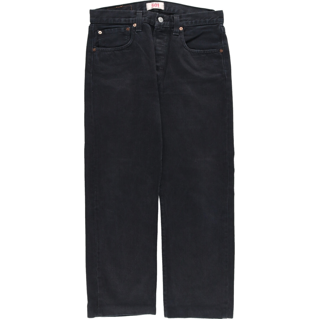 Levi's Levi's 501 STRAIGHT LEG BUTTON-FLY dyed black denim straight denim pants men's w32 /eaa444964