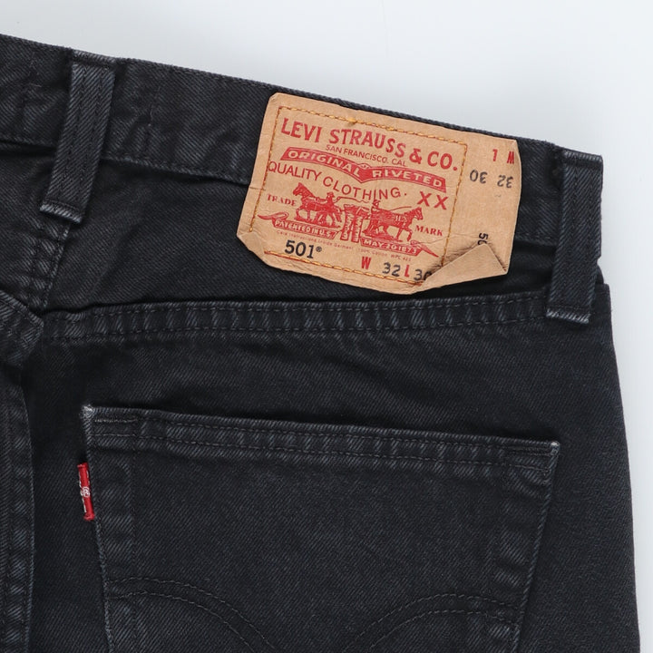 Levi's Levi's 501 STRAIGHT LEG BUTTON-FLY dyed black denim straight denim pants men's w32 /eaa444964