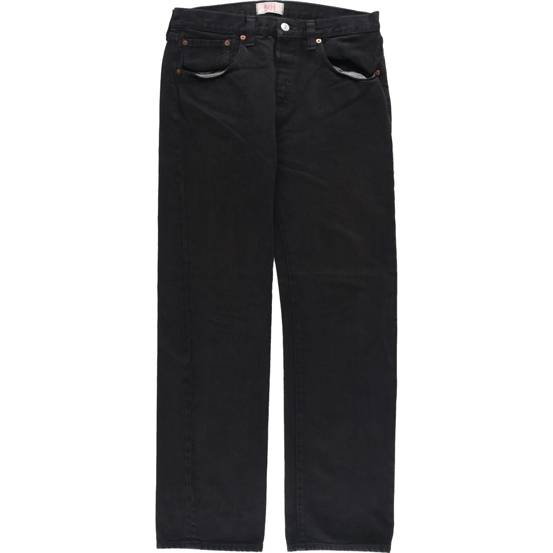 Levi's Levi's 501 STRAIGHT LEG BUTTON-FLY dyed black denim straight denim pants men's w32 /eaa444965