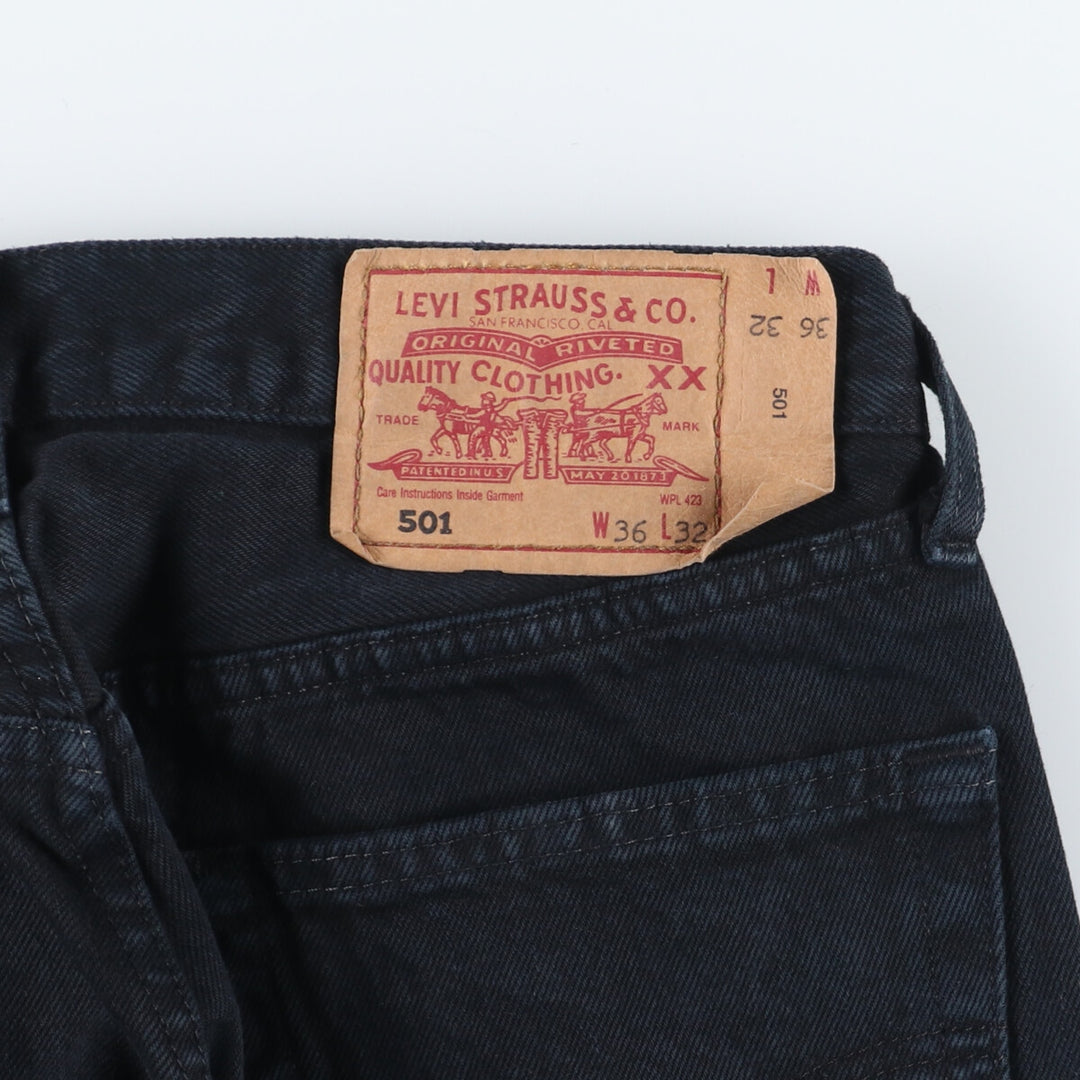 Levi's 501 Euro model, piece dyed, black denim, straight denim pants, made in England, men's w34 / eaa444970