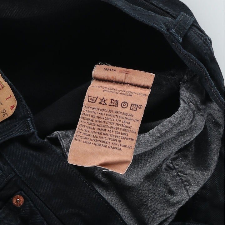 Levi's 501 Euro model, piece dyed, black denim, straight denim pants, made in England, men's w34 / eaa444970