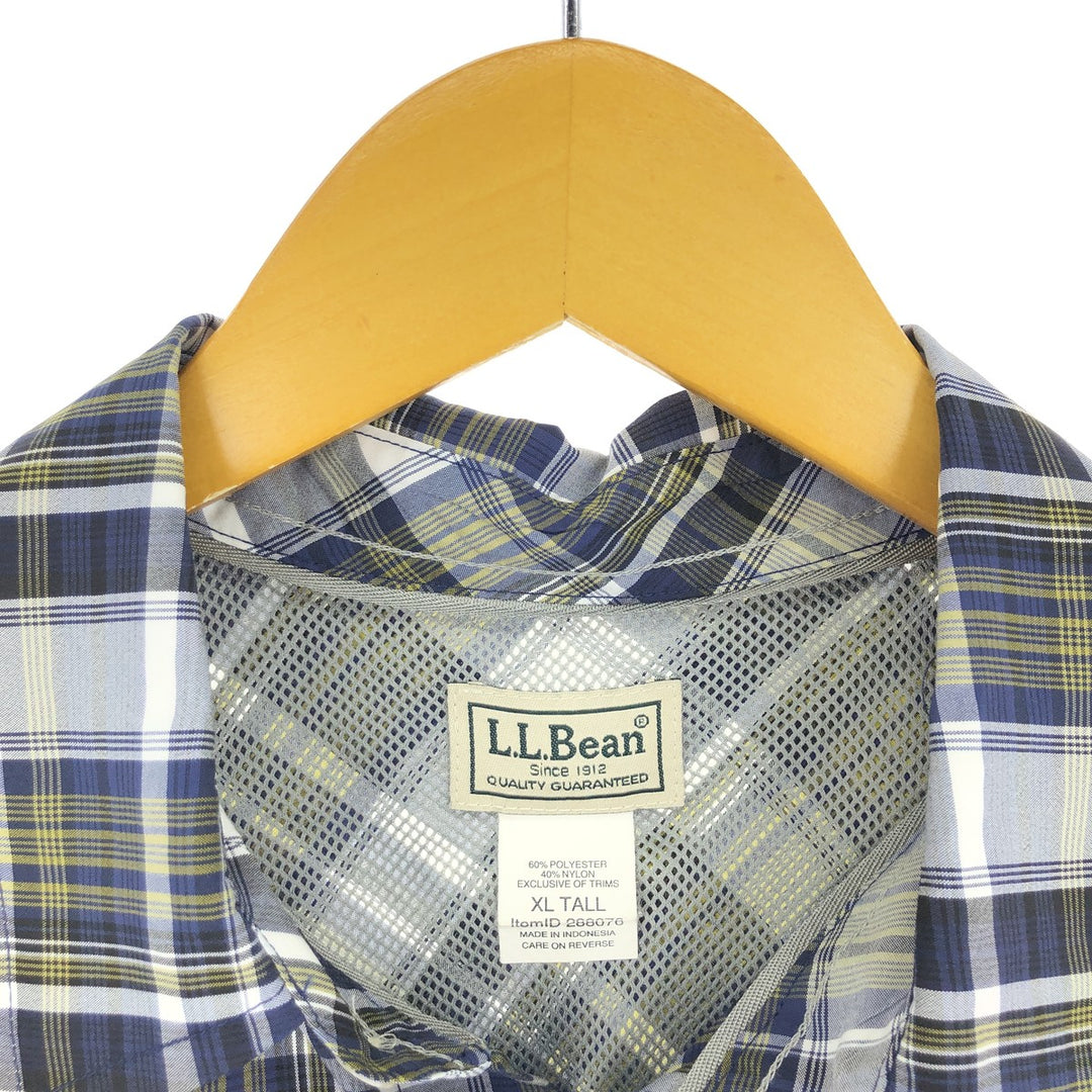 00'S LLBean Check Pattern Short Sleeve Fishing Shirt Men's XL /eaa445040