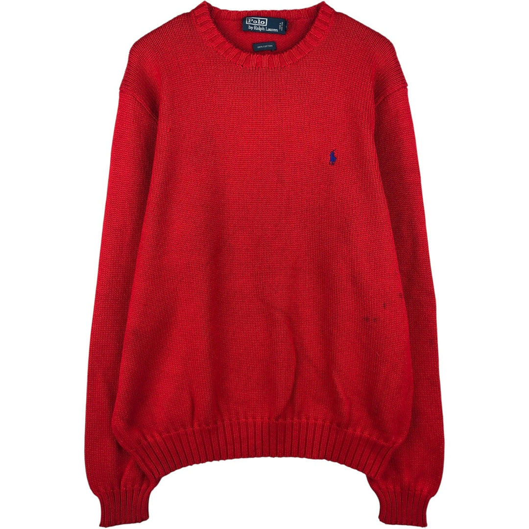 Ralph Lauren POLO by Ralph Lauren Cotton Knit Sweater Men's L size cotton red type Vintage Second Hand