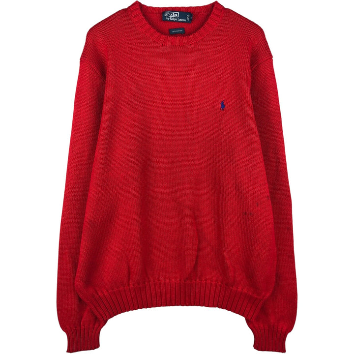 Ralph Lauren POLO by Ralph Lauren Cotton Knit Sweater Men's L size cotton red type Vintage Second Hand