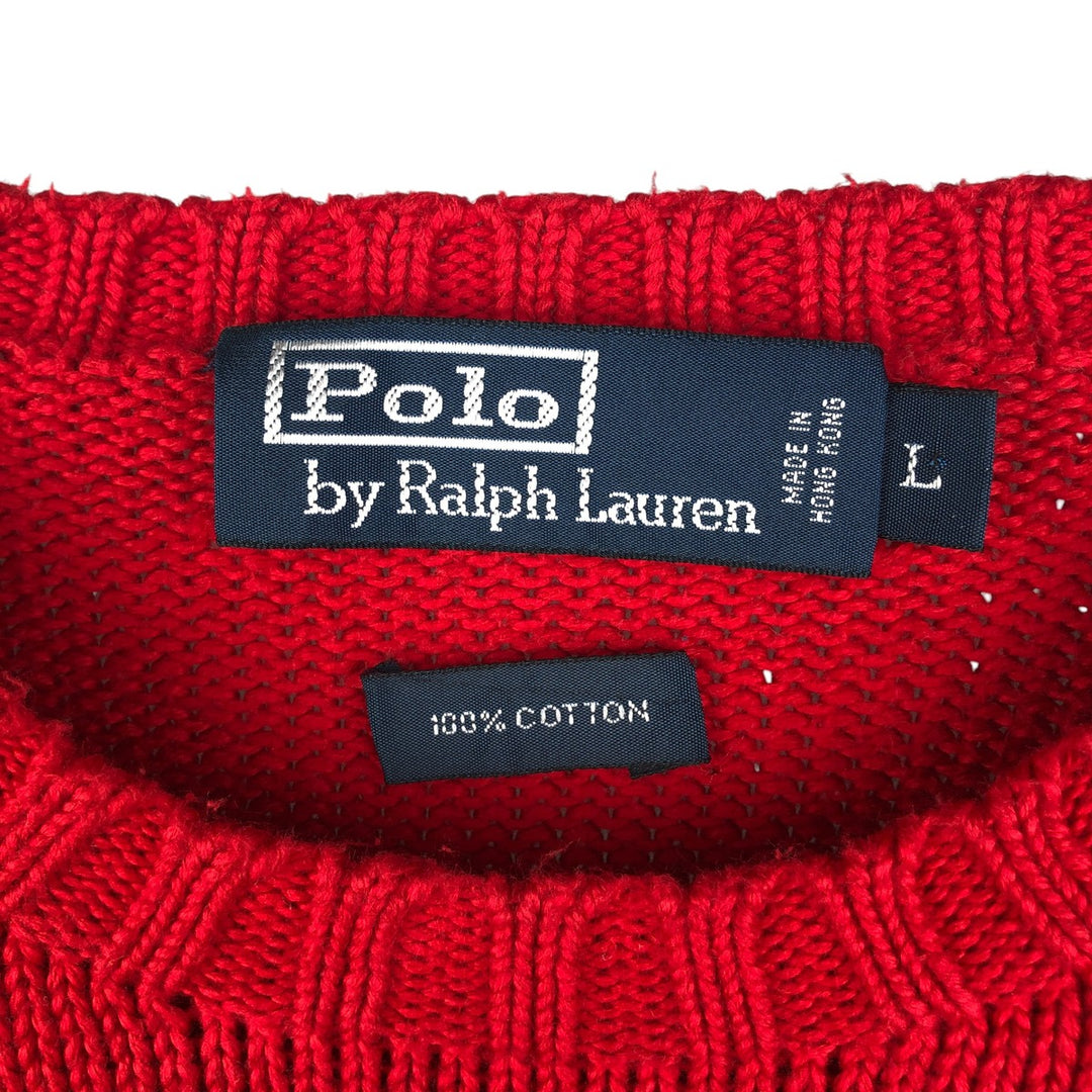 Ralph Lauren POLO by Ralph Lauren Cotton Knit Sweater Men's L size cotton red type Vintage Second Hand