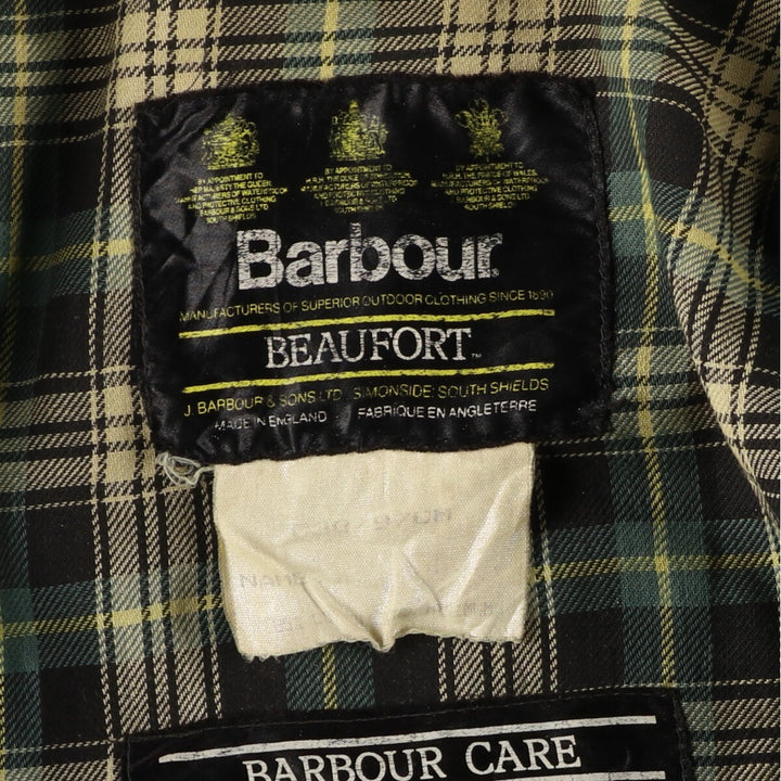 90'S Barbour BEAUFORT 3 Warrant Oiled Hunting Jacket Made in England C38 Men's M /eaa445251