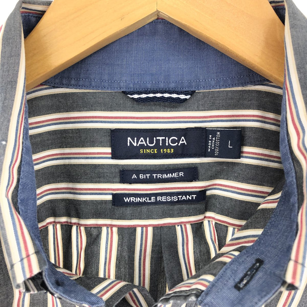 NAUTICA Long Sleeve Button Down Striped Shirt Men's L /eaa445362