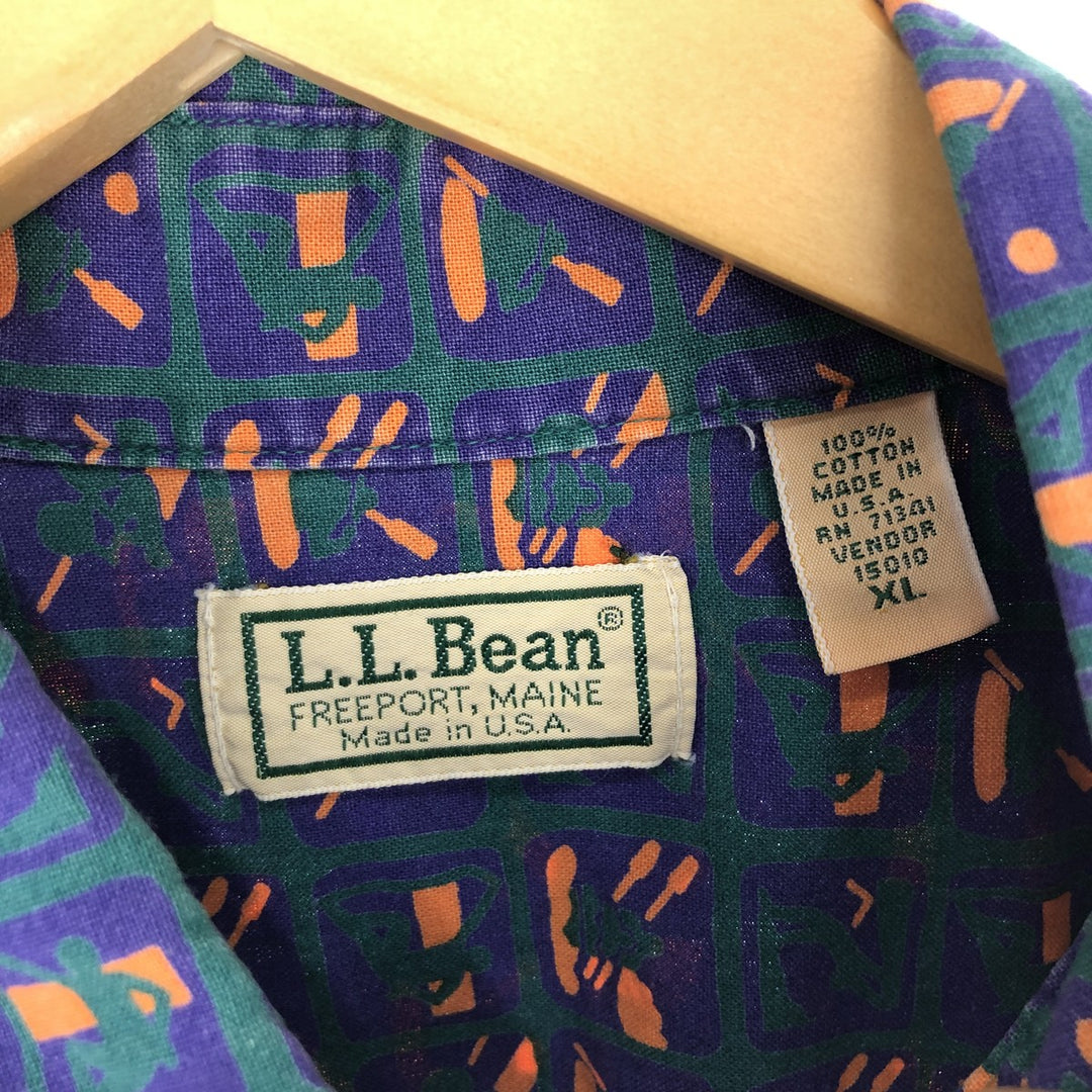 90'S LLBean all-over print short-sleeve cotton shirt, made in USA, men's XL, vintage /eaa445473