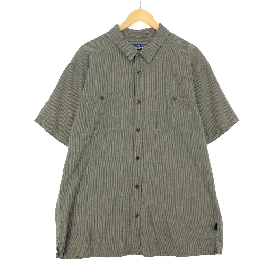 Patagonia 53139FA16 Stripe Pattern Short Sleeve Hemp Shirt Men's XXL /eaa445475