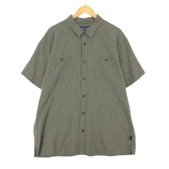 Patagonia 53139FA16 Stripe Pattern Short Sleeve Hemp Shirt Men's XXL /eaa445475