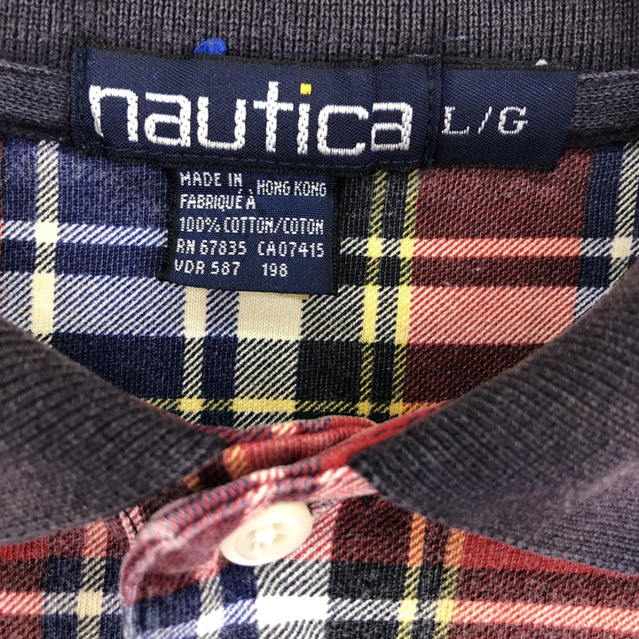 90'S NAUTICA short sleeve check polo shirt men's L vintage /eaa445773