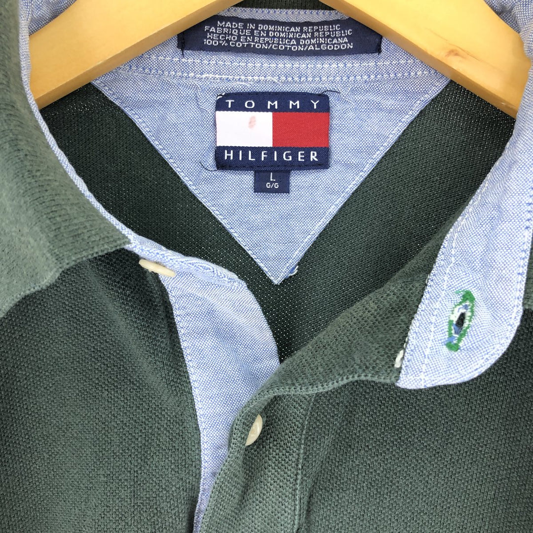 90'S Tommy Hilfiger short sleeve polo shirt, men's size, vintage cotton Green type dark green Vintage Second Hand