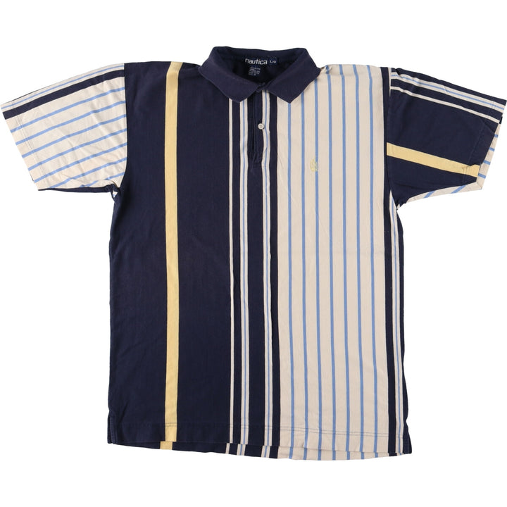 90'S NAUTICA Multi-stripe Short Sleeve Striped Polo Shirt Men's L Vintage /eaa445798