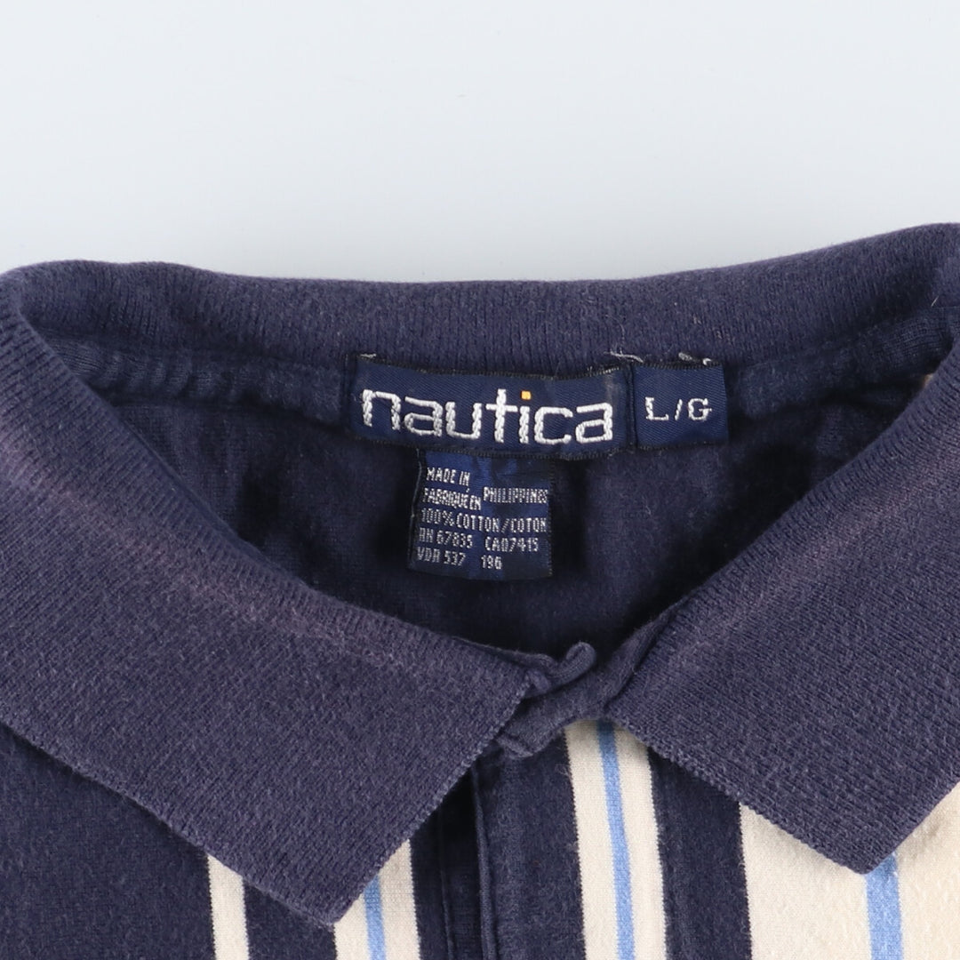 90'S NAUTICA Multi-stripe Short Sleeve Striped Polo Shirt Men's L Vintage /eaa445798