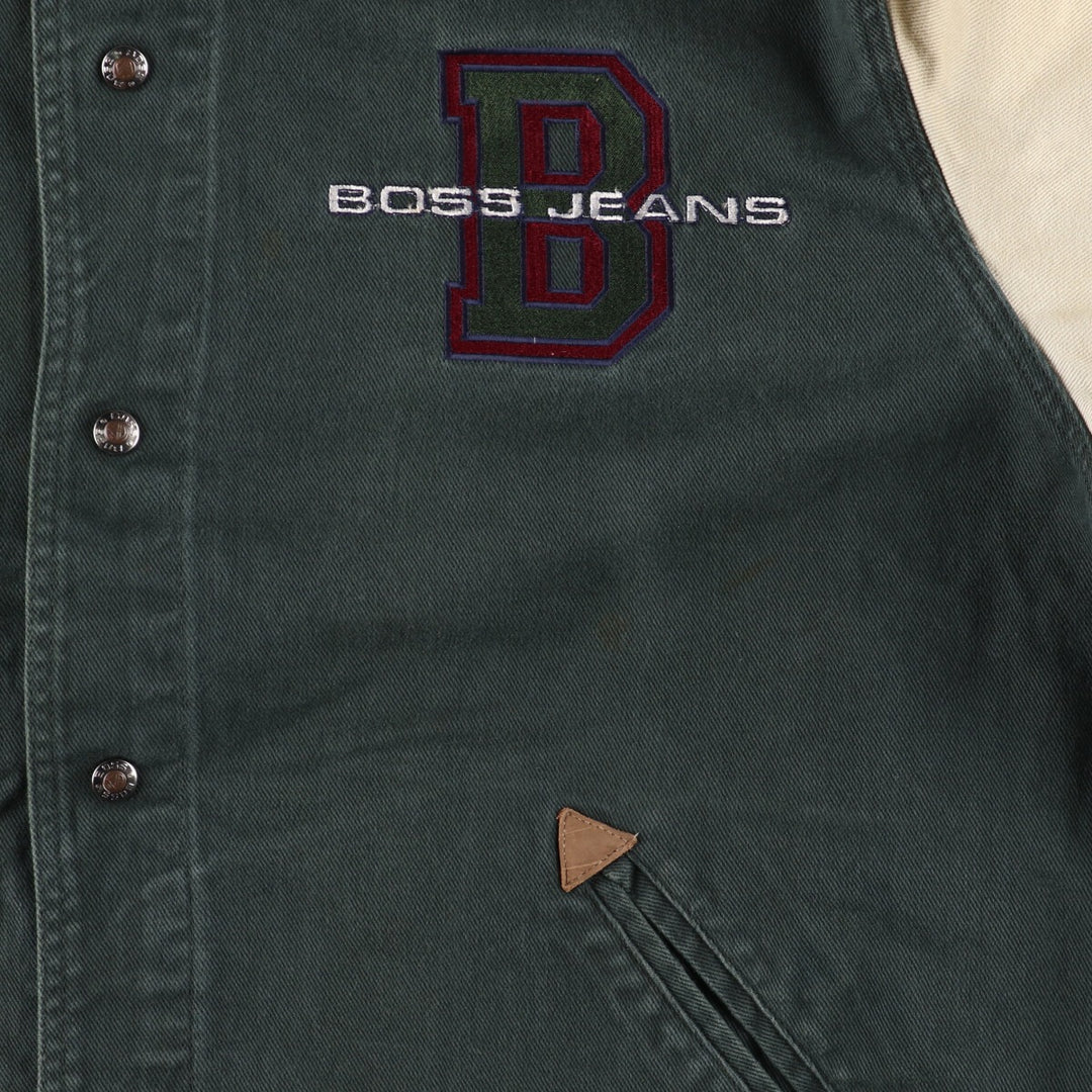 90'S BOSS JEANS Denim Varsity Jacket Made in USA Men's XL Vintage /eaa445906