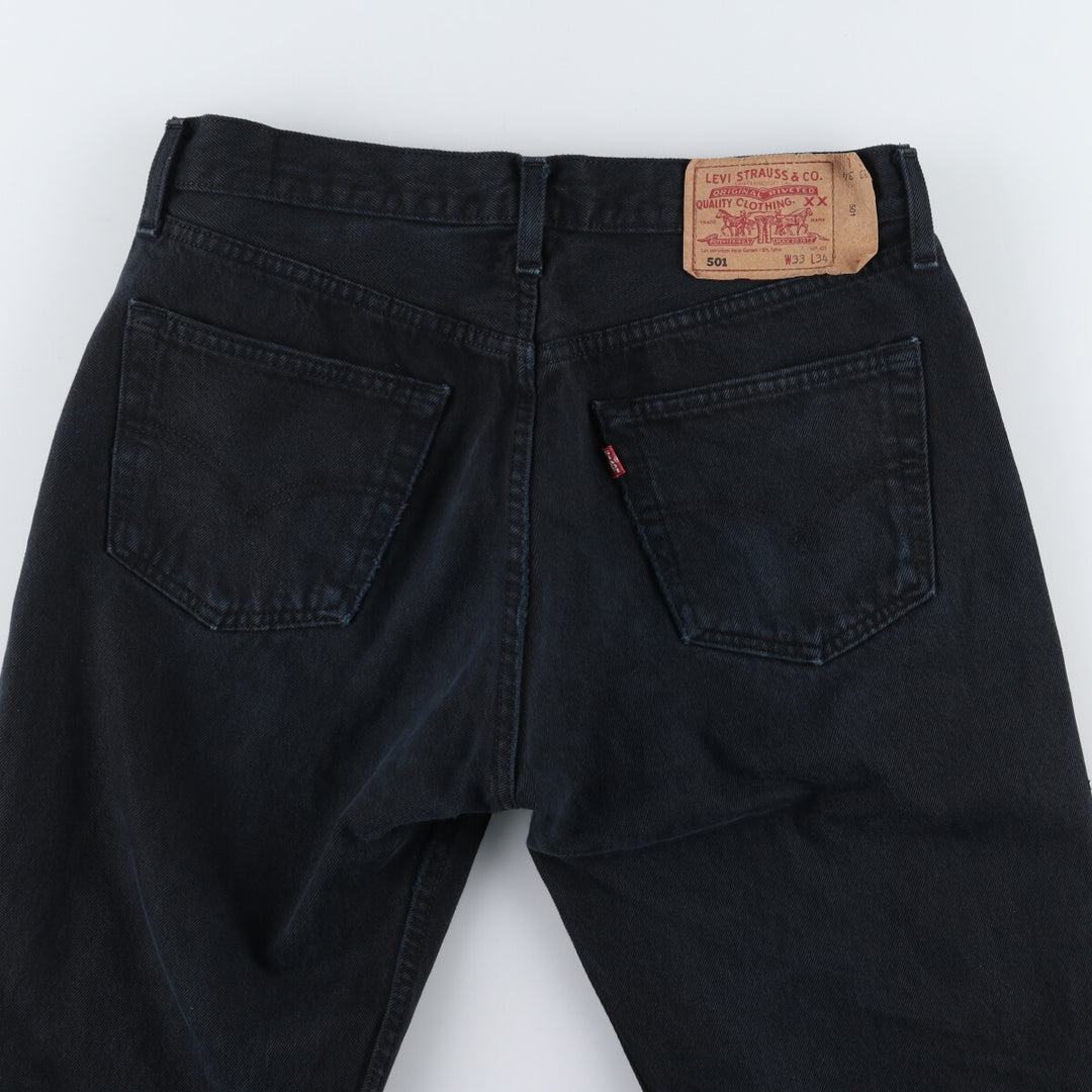 90'S Levi's 501 Euro model piece dyed black denim straight denim pants made in England men's w33 /eaa446012