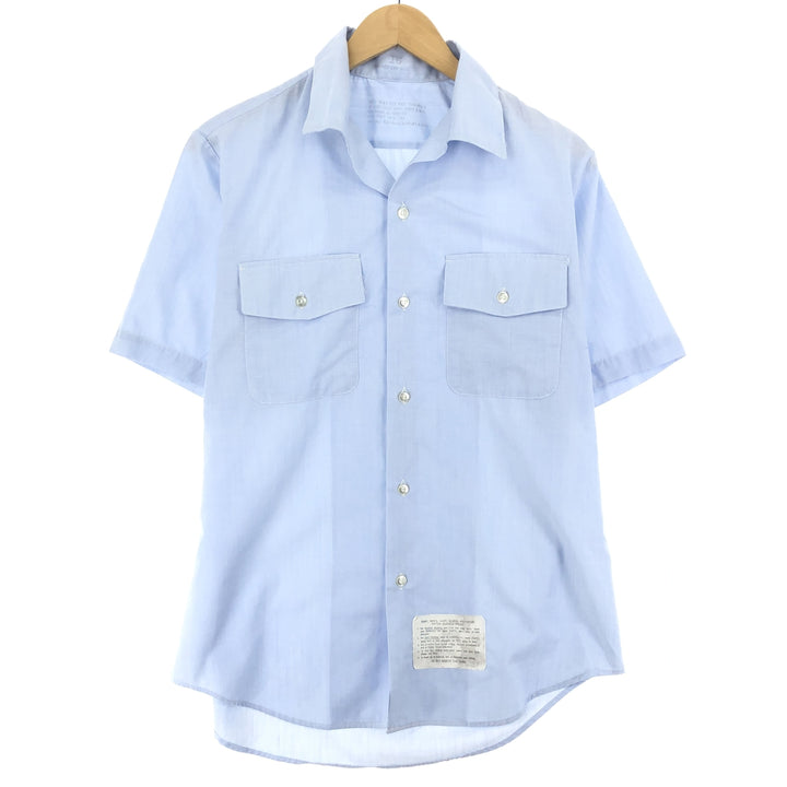 1970'S US military genuine open collar short sleeve military shirt made in USA size 16 men's L vintage /eaa446262