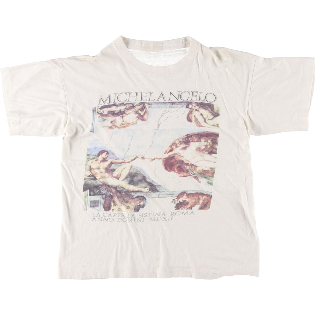 ~90'S MICHELANGELO The Creation of Adam Art T-shirt Men's M Vintage /eaa446460
